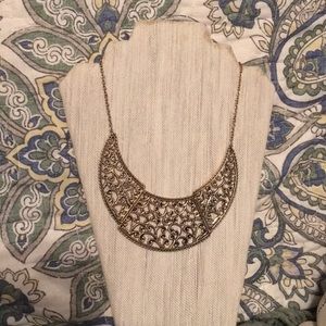 Carved metal collar necklace with chain